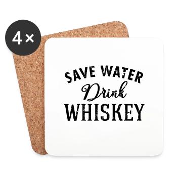 Drink Whiskey Alkohol Spruch Party Geschenk - Untersetzer (4er-Set) - Weiß - Vorne