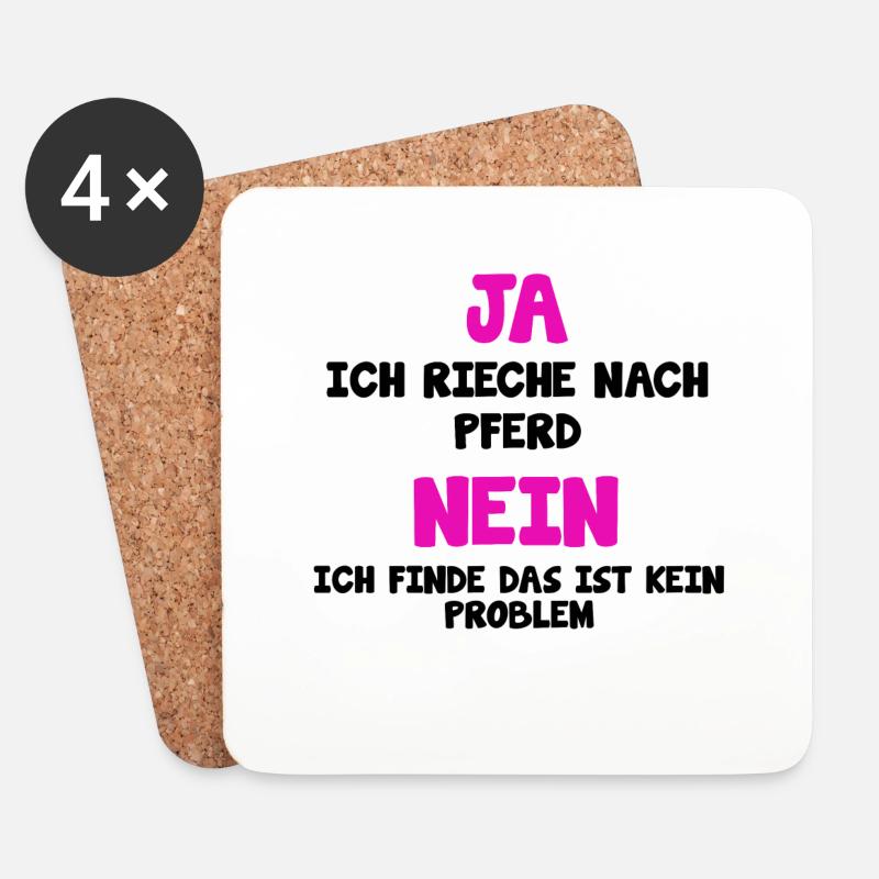 Pferdesprüche TShirt Pferd Reitersprüche Geschenk - Untersetzer (4er-Set) - Weiß
