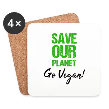 Vegan TShirt Vegan Vegan Cadeau environnemental - Dessous de verre (lot de 4) - blanc - Devant