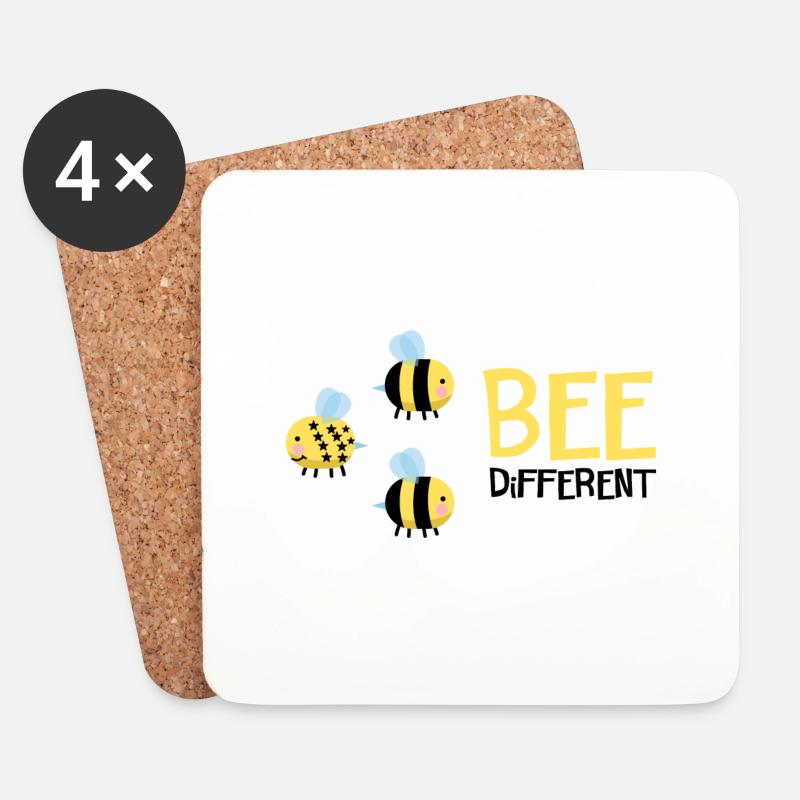 Bee Be Different Geschenk - Untersetzer (4er-Set) - Weiß