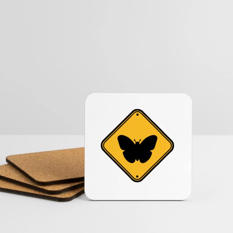 butterfly caution caution note shield zone Coasters (set of 4)