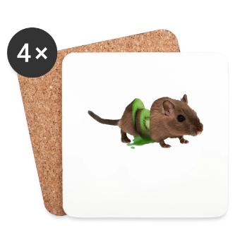 Mouse Kiwi Rat Rat Mouse Gift Poison Funny Fun - Coasters (set of 4) - white - Front