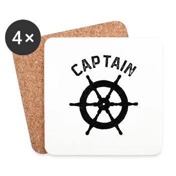 Kapitän Käpt'n Skipper Segeln Boot Schiff Geschenk - Untersetzer (4er-Set) - Weiß - Vorne