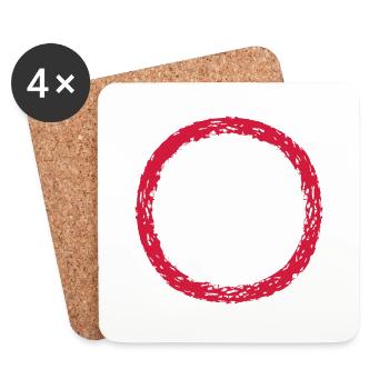 cracks round circle ring round stripe line beam u - Coasters (set of 4) - white - Front