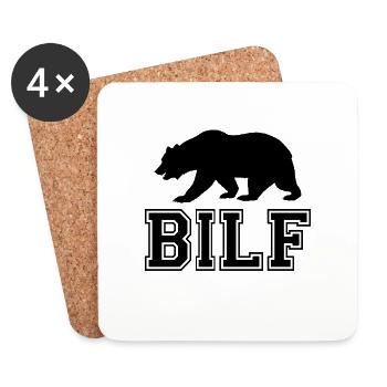 BILF LGBT Bear Pride CSD Gay Bär Fetisch - Untersetzer (4er-Set) - Weiß - Vorne