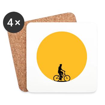fahrrad sonne sommer rund kreis logo sihouette fah - Untersetzer (4er-Set) - Weiß - Vorne