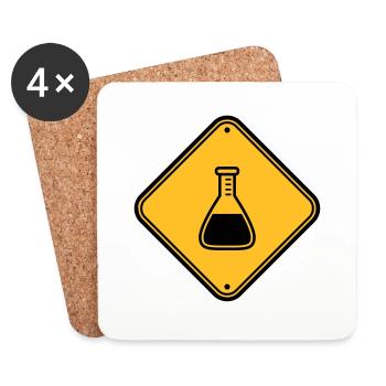 attention science bouclier note attention - Dessous de verre (lot de 4) - blanc - Devant