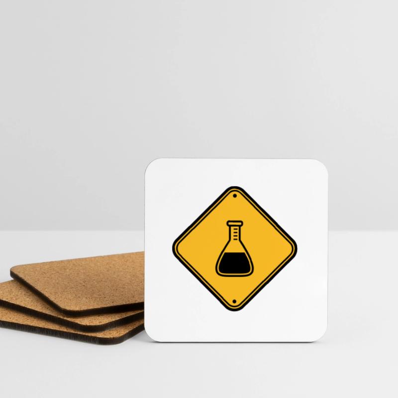 caution science shield note caution flues Coasters (set of 4)