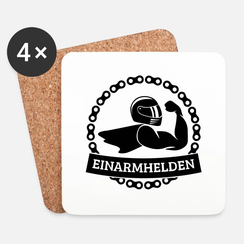 Einarmhelden 1-farbig (schwarz) - Untersetzer (4er-Set) - Weiß