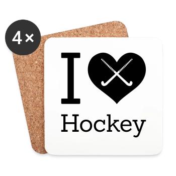 I love Hockey Ich liebe Feldhockey Hockeyschläger - Untersetzer (4er-Set) - Weiß - Vorne