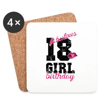 18 ans fille lèvres cadeau d'anniversaire - Dessous de verre (lot de 4) - blanc - Devant