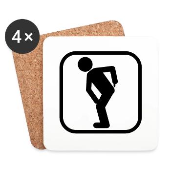 Ass pictogram - Coasters (set of 4) - white - Front