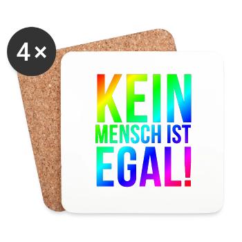 Antifa T-Shirt links gegen rechts Geschenkidee - Untersetzer (4er-Set) - Weiß - Vorne