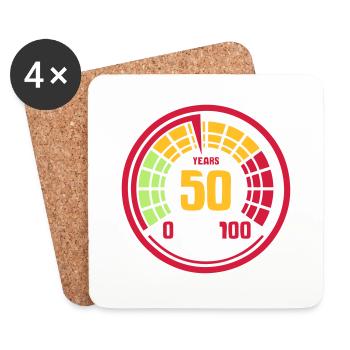 50 ans compteur age vieillesse jeunesse - Dessous de verre (lot de 4) - blanc - Devant