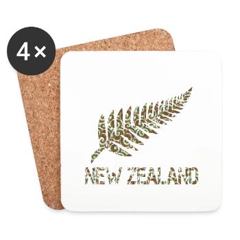 Maoris de Nouvelle-Zélande - Dessous de verre (lot de 4) - blanc - Devant