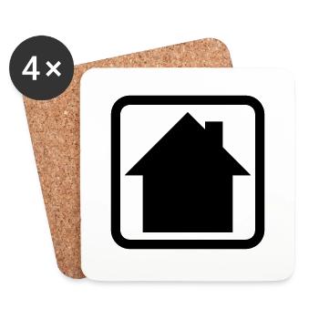 Haus Logo Button Symbol - Untersetzer (4er-Set) - Weiß - Vorne