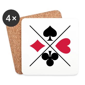 symboles de jeu de cartes - Dessous de verre (lot de 4) - blanc - Devant