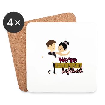 Getting Hitched black souvenir, poison, poison idea - Coasters (set of 4) - white - Front