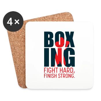 BOXING fight hard, finish strong! Boxer Geschenk - Untersetzer (4er-Set) - Weiß - Vorne