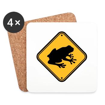 caution frog shield warning warning zon - Coasters (set of 4) - white - Front