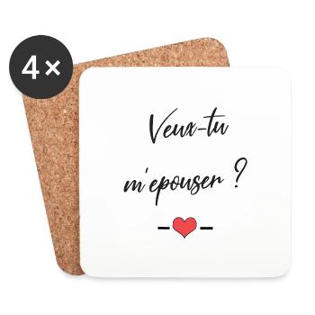 Veux-tu m'épouser? - Dessous de verre (lot de 4) - blanc - Devant
