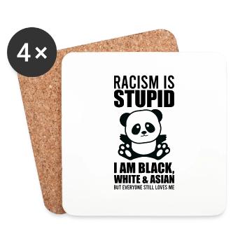 Doux panda contre le racisme! - Dessous de verre (lot de 4) - blanc - Devant