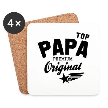 Original TOP PAPA - Premium Vater Design - Untersetzer (4er-Set) - Weiß - Vorne