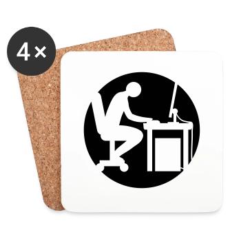 Computer Schreibtisch Nerd Logo - Untersetzer (4er-Set) - Weiß - Vorne