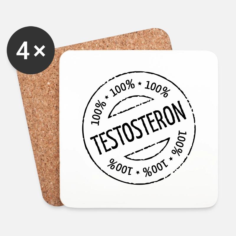100% Testosteron - Untersetzer (4er-Set) - Weiß