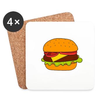 Burger - Dessous de verre (lot de 4) - blanc - Devant