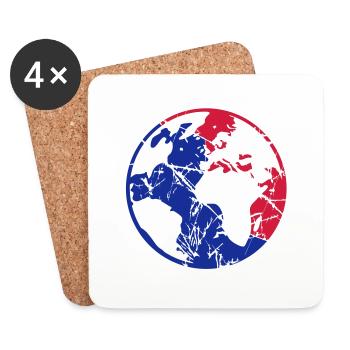 red blue earth planet world world travel scratch cracks - Coasters (set of 4) - white - Front