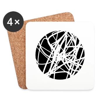 Scribbled chaotic strokes pattern - Coasters (set of 4) - white - Front