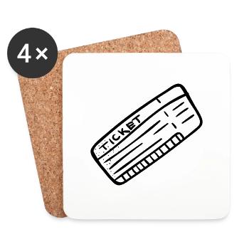 Flughafen Flugticket Flugbegleiter Geschenk Idee - Untersetzer (4er-Set) - Weiß - Vorne