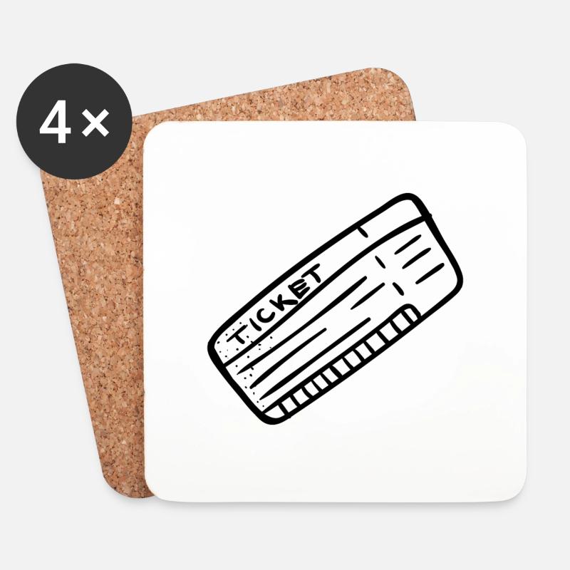 Airport Flight Ticket Flight Attendant Gift Idea - Coasters (set of 4) - white
