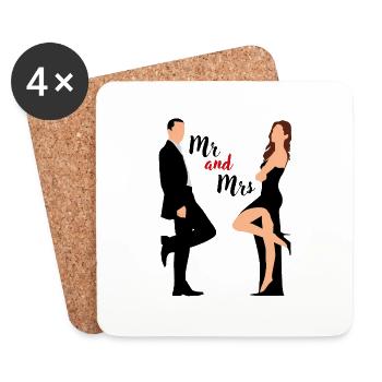 Hochzeit - Untersetzer (4er-Set) - Weiß - Vorne