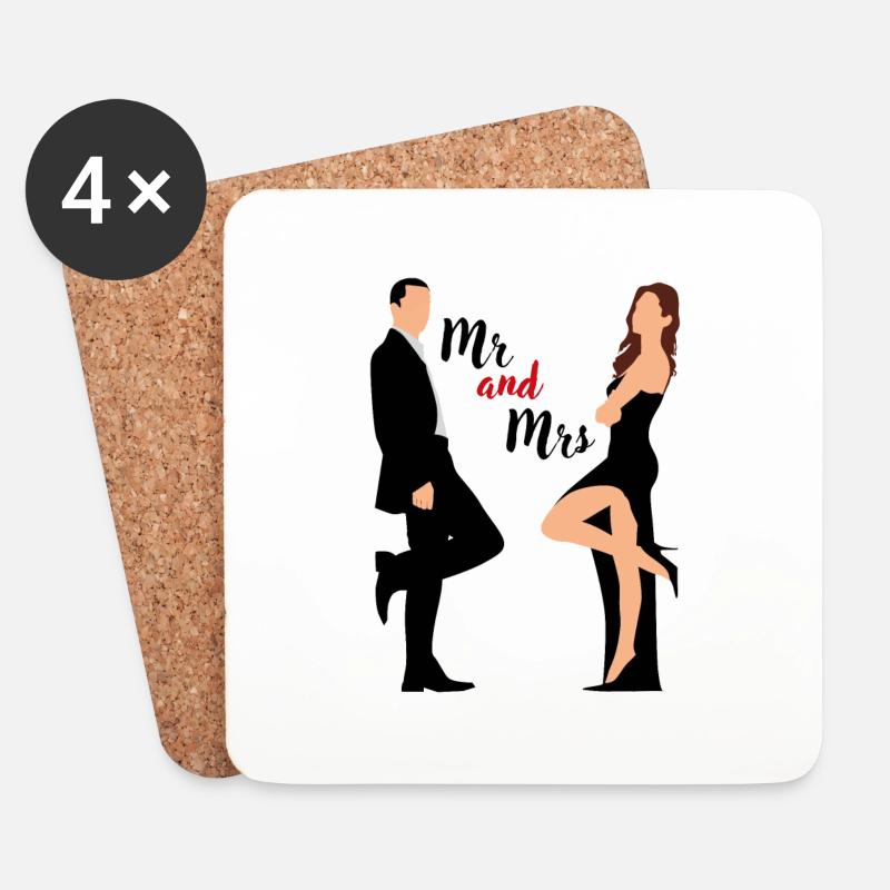 Hochzeit - Untersetzer (4er-Set) - Weiß