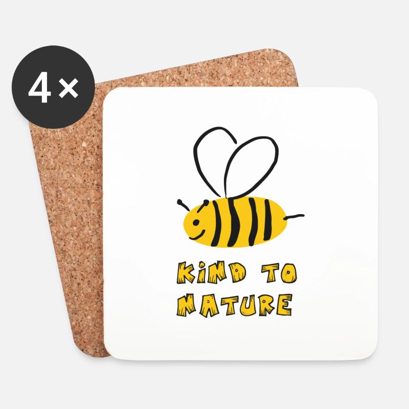 Bee kind to nature Bienen retten - Untersetzer (4er-Set) - Weiß