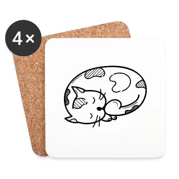 Cat Cat lady Kitten Kitty Kitty meow - Coasters (set of 4) - white - Front