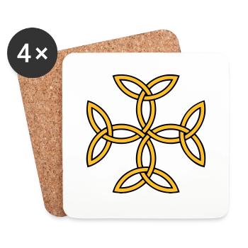 Tattoo mit endlosem Knoten und keltischem Kreuz - Untersetzer (4er-Set) - Weiß - Vorne