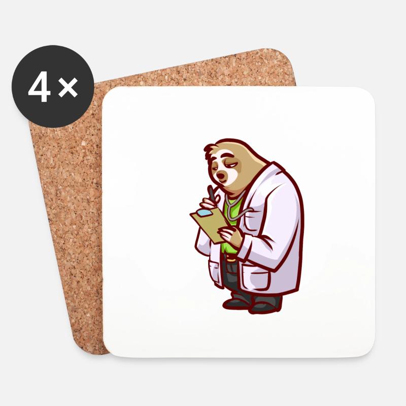 Faultier Arzt oder Doktor Ärzte Geschenk - Untersetzer (4er-Set) - Weiß