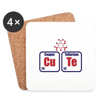 Cute Cu Te Chemistry Periodic Table Gift - Coasters (set of 4) - white - Front