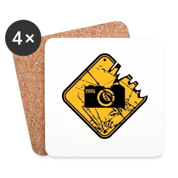 Danger warning sign camera - Coasters (set of 4) - white - Front