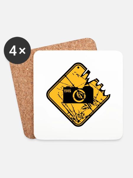 Gefahr Warnung Schild Kamera - Untersetzer (4er-Set) - Weiß