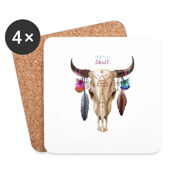 Bohoo Skull - Untersetzer (4er-Set) - Weiß - Vorne
