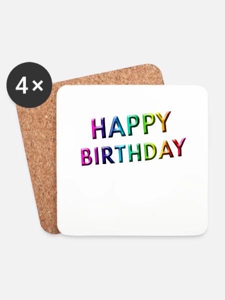 Happy Birthday - Untersetzer (4er-Set) - Weiß