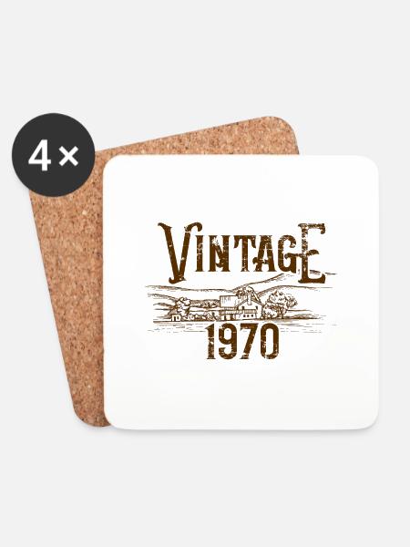 Vintage 1970 Geschenk - Untersetzer (4er-Set) - Weiß