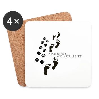 Hunde Pfote Immer an Meiner Seite Geschenk - Untersetzer (4er-Set) - Weiß - Vorne