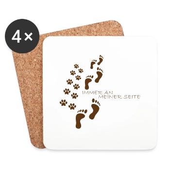 Hunde Pfote Zusammhalt Spruch Geschenk - Untersetzer (4er-Set) - Weiß - Vorne