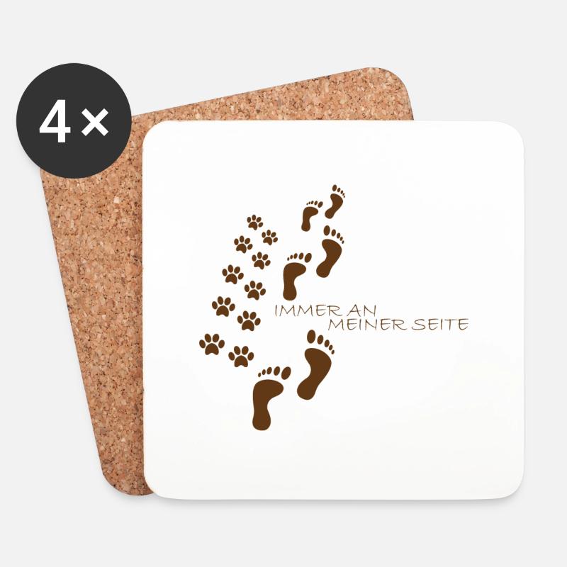 Hunde Pfote Zusammhalt Spruch Geschenk - Untersetzer (4er-Set) - Weiß