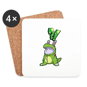 Rabbit Child Gift Rabbit Disguise Dino - Coasters (set of 4) - white - Front